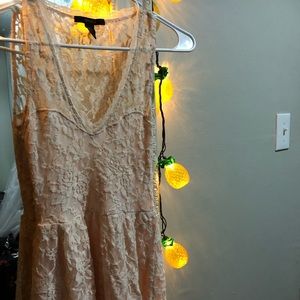 Pink lace mini dress